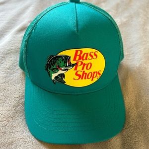 Brand new teal color bass, pro shops trucker hat